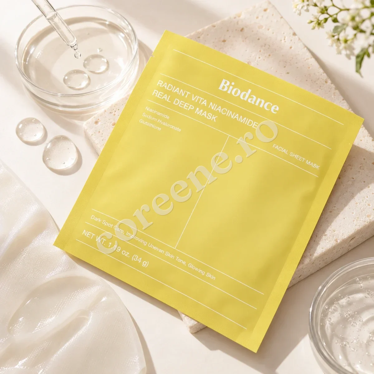 Biodance Radiant Vita Niacinamide Real Deep Mask, 1 mască (34 g) – fotografia 2