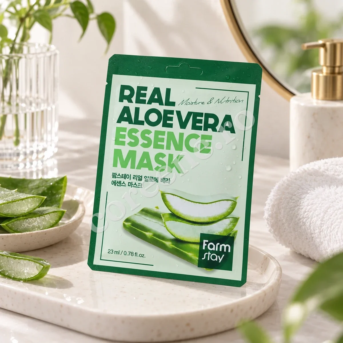 Farmstay Real Aloe Vera Essence Mask, 1 mască (23 ml) – fotografia 3