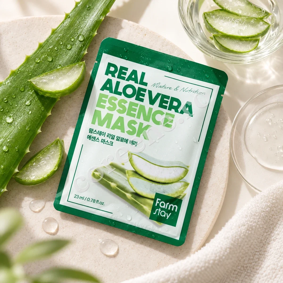 Farmstay Real Aloe Vera Essence Mask, 1 mască (23 ml) – fotografia 2
