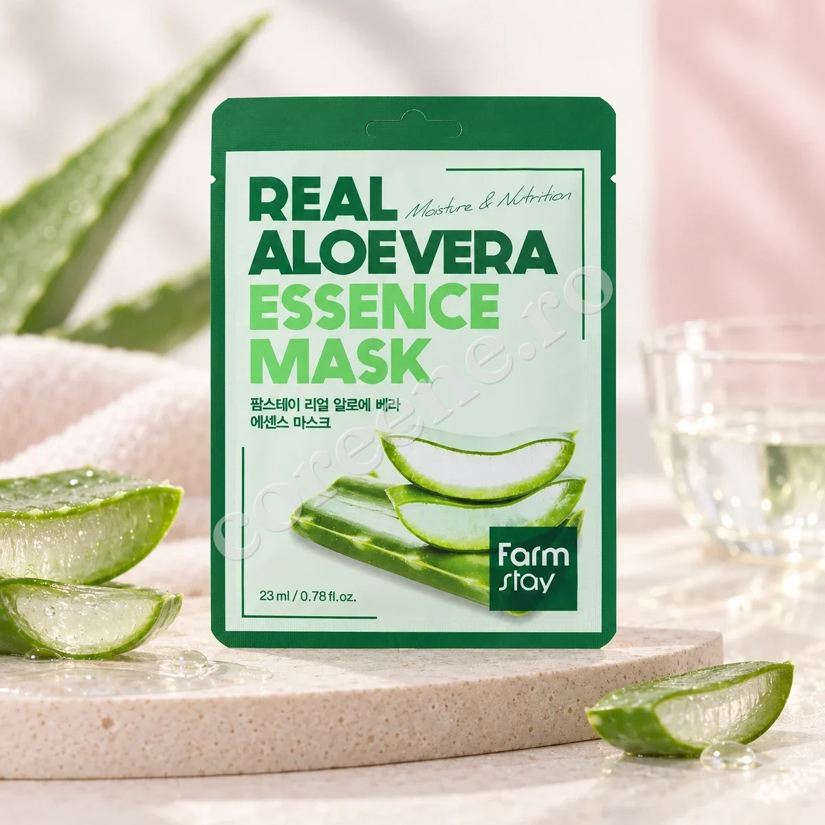 Farmstay Real Aloe Vera Essence Mask, 1 mască (23 ml) – fotografia 1