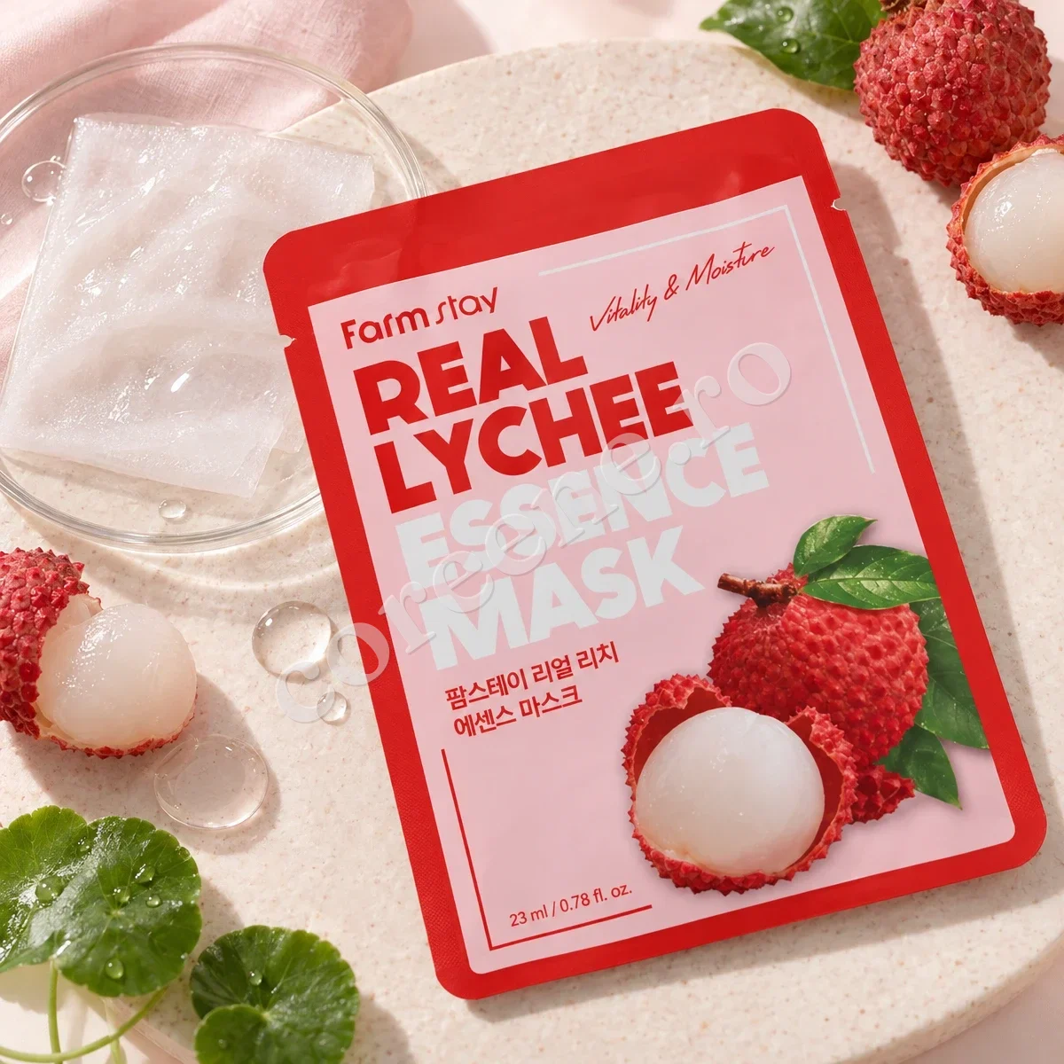Farmstay Real Lychee Essence Mask, 1 mască (23 ml) – fotografia 2
