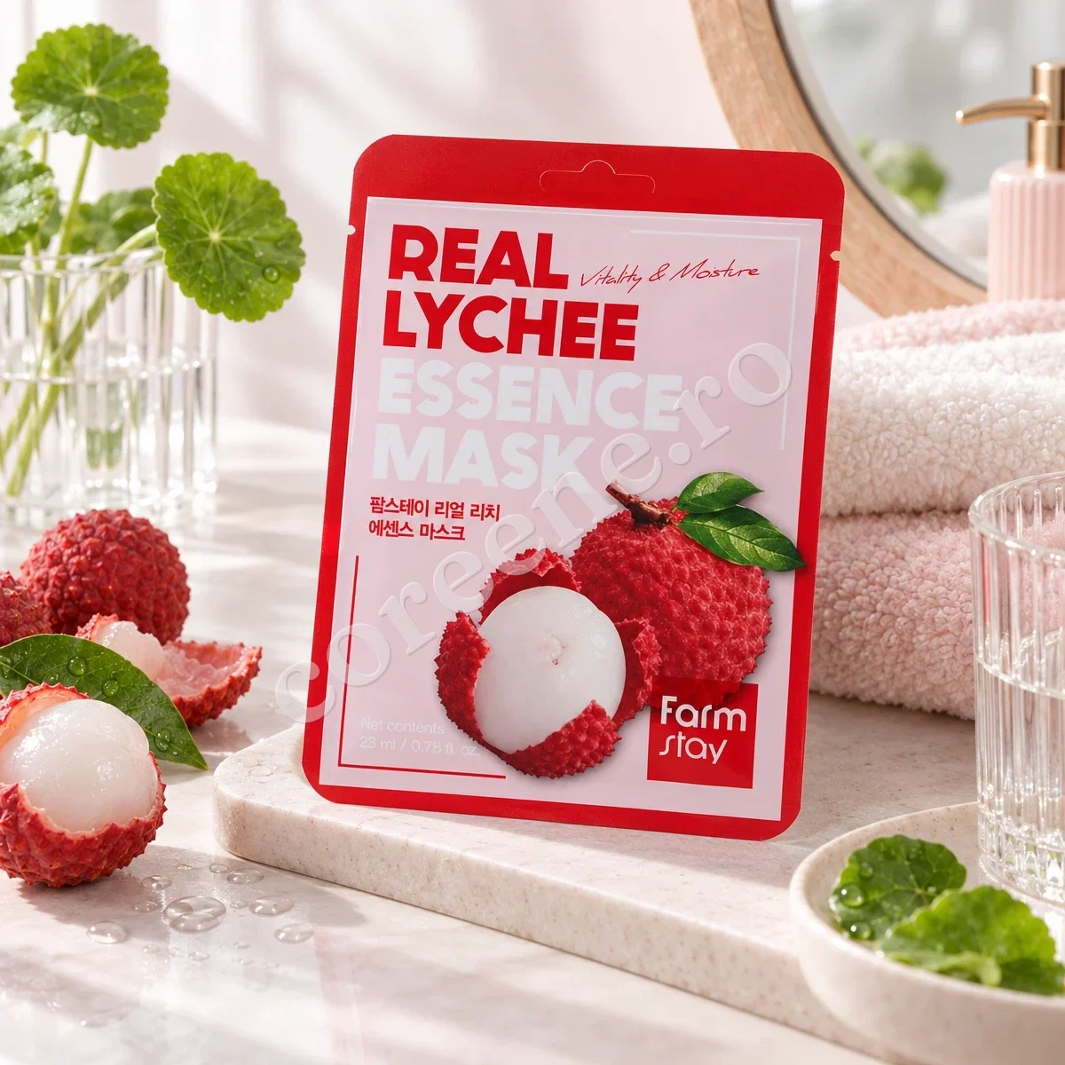 Farmstay Real Lychee Essence Mask, 1 mască (23 ml) – fotografia 3