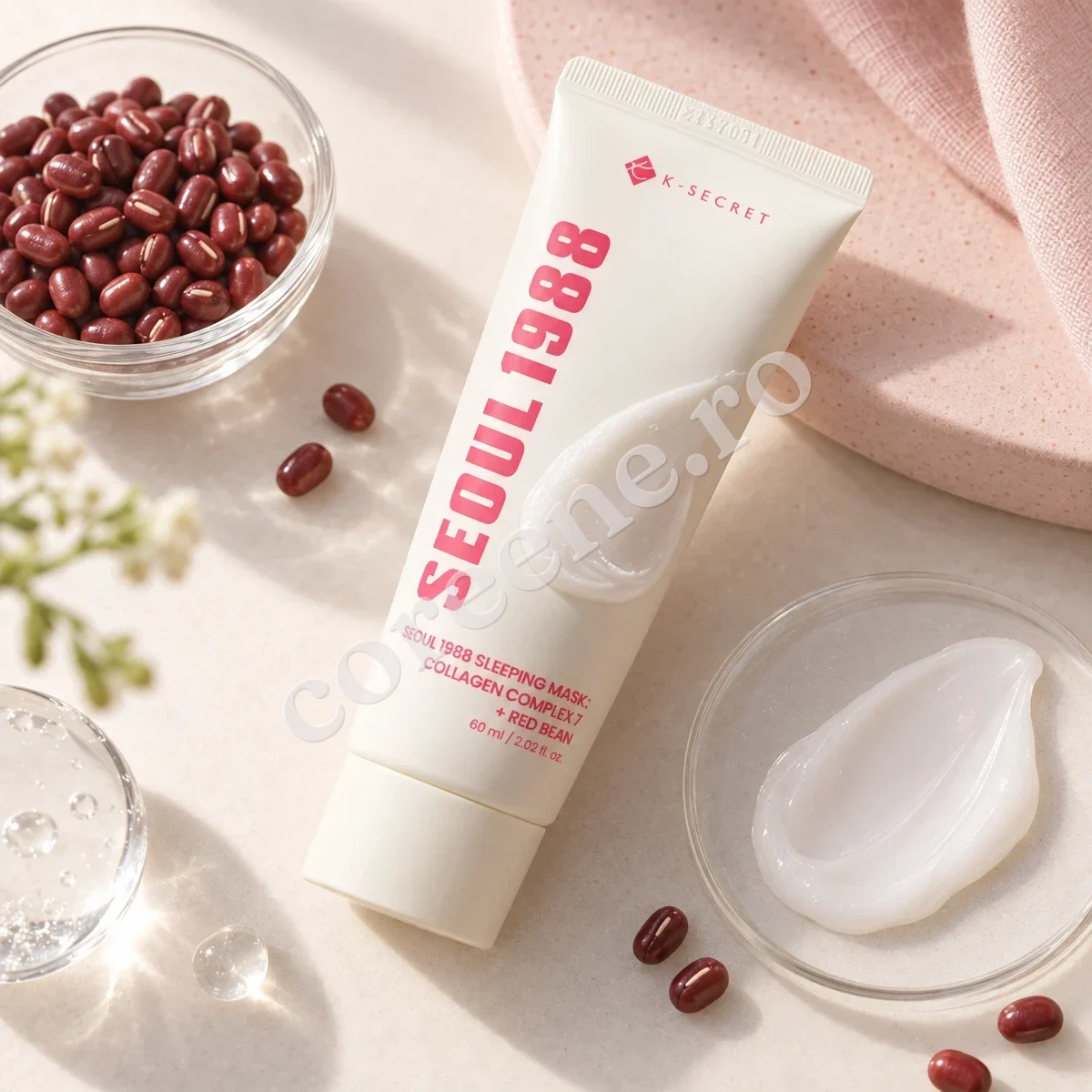 K-Secret Seoul 1988 Sleeping Mask: Collagen Complex 7 + Red Bean, 60 ml – fotografia 2