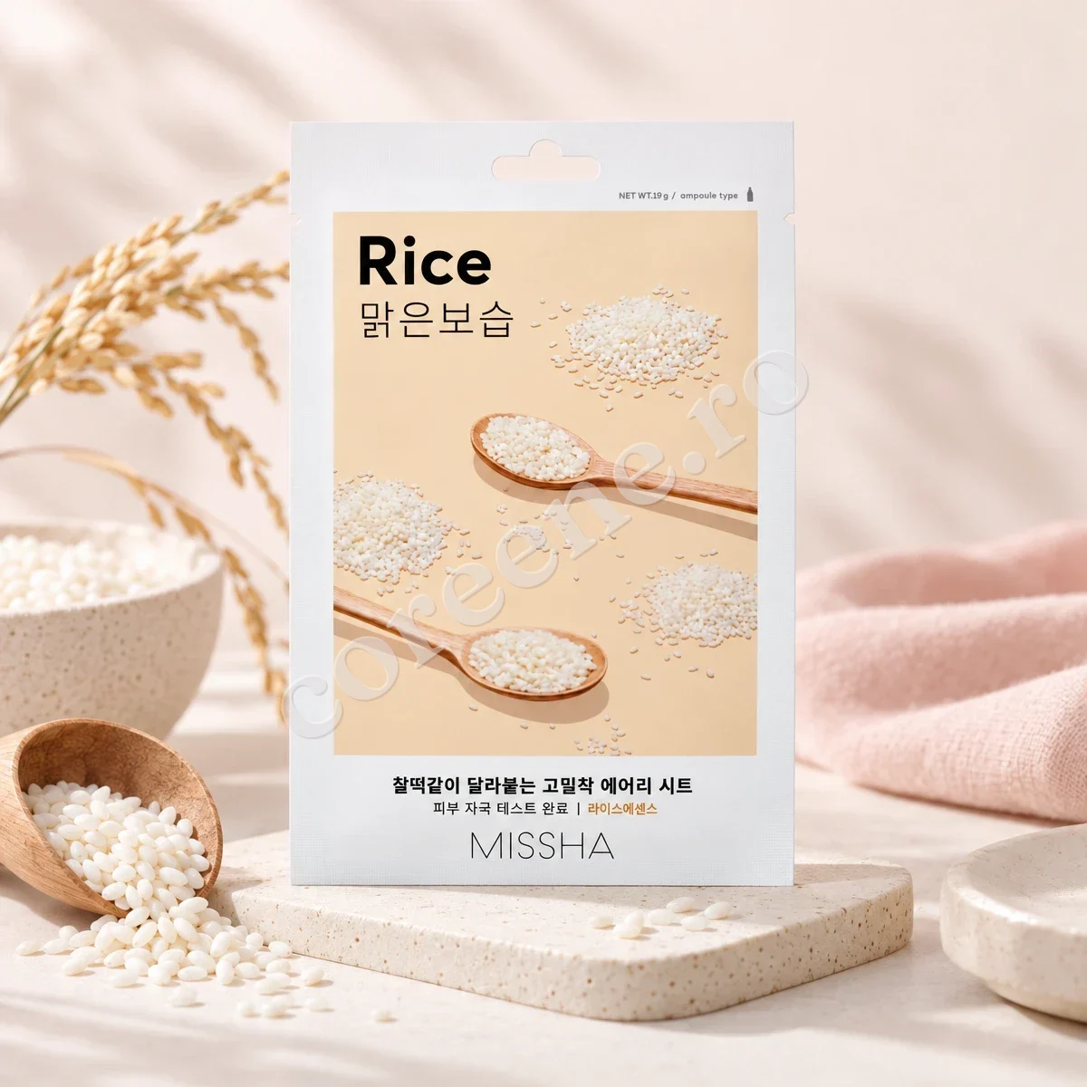 Missha Airy Fit Sheet Mask Rice, 1 mască (19 g) – fotografia 1