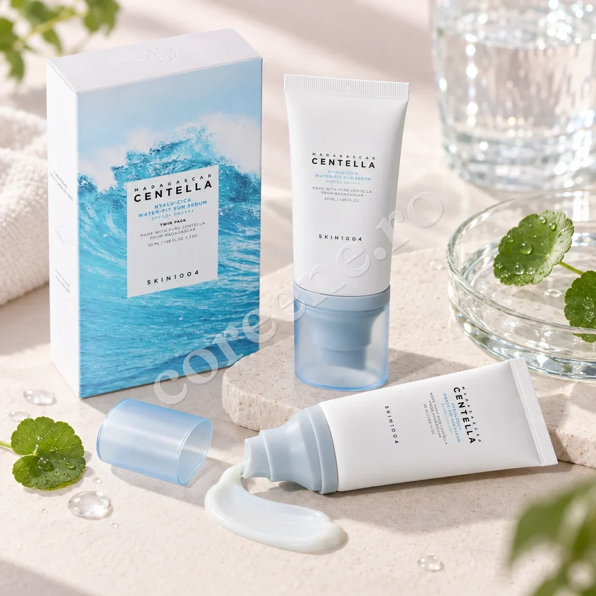 SKIN1004 Madagascar Centella Hyalu-Cica Water-Fit Sun Serum SPF50+ PA++++ Duo, 2 x 50 ml – fotografia 2